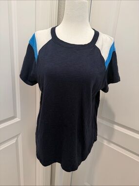 Evereve Navy Crewneck Tee with Navy Texture